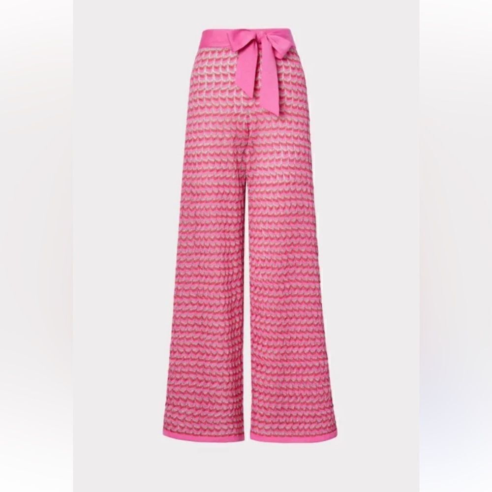 - Milly Cabana pink knit wide leg pants w/belt Size M